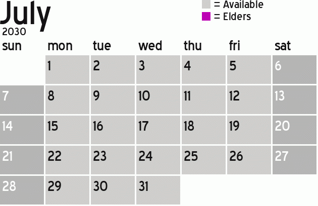 Missionary Dinner Calendar