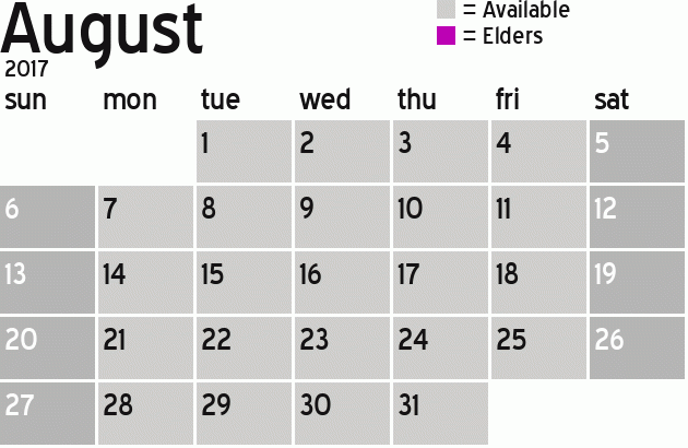 Missionary Dinner Calendar