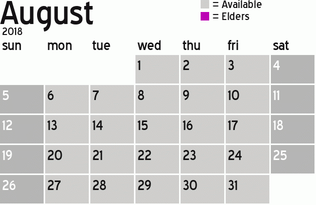 Missionary Dinner Calendar