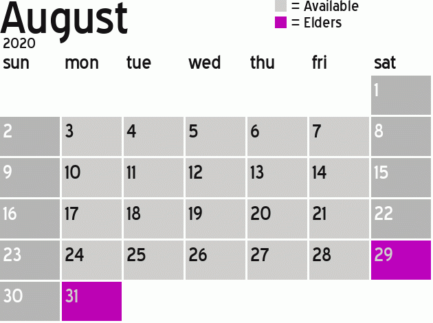 Missionary Dinner Calendar