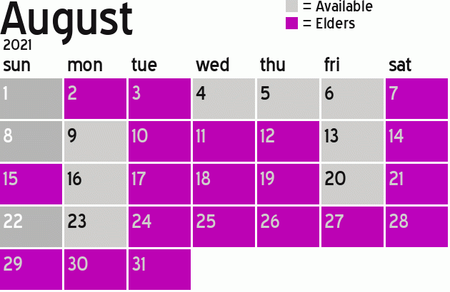 Missionary Dinner Calendar