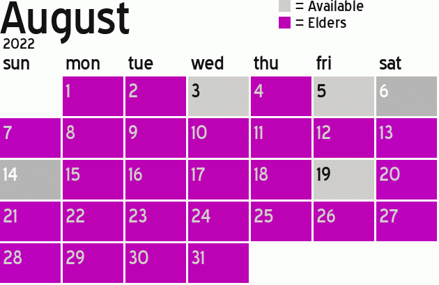 Missionary Dinner Calendar