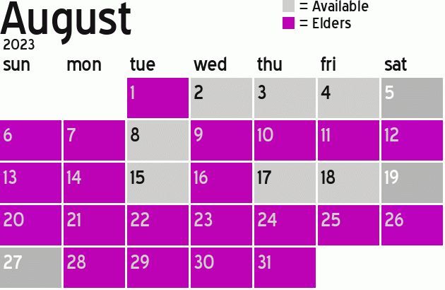 Missionary Dinner Calendar