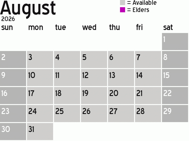 Missionary Dinner Calendar