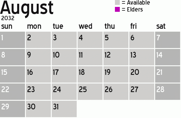 Missionary Dinner Calendar