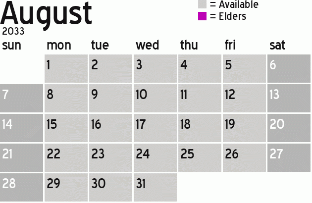 Missionary Dinner Calendar