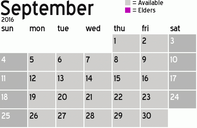 Missionary Dinner Calendar