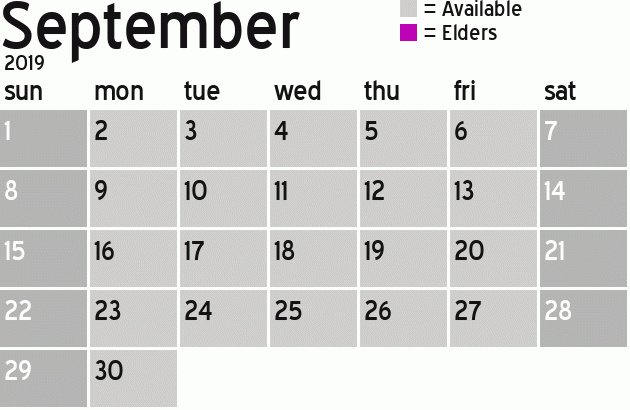 Missionary Dinner Calendar
