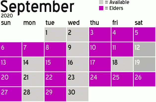 Missionary Dinner Calendar