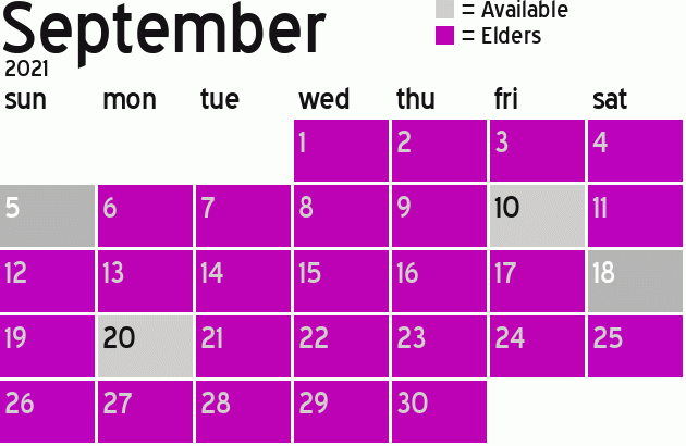 Missionary Dinner Calendar
