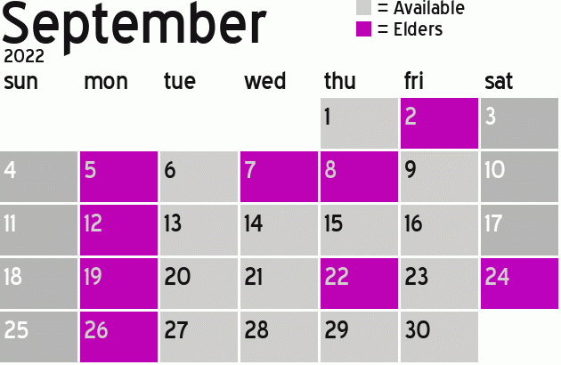 Missionary Dinner Calendar