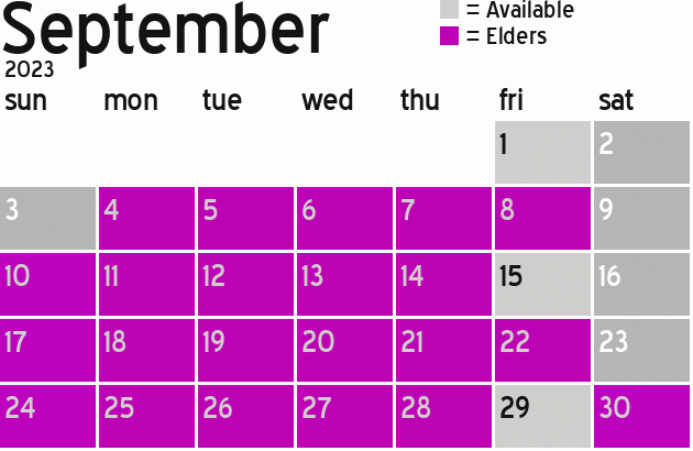 Missionary Dinner Calendar