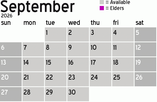 Missionary Dinner Calendar