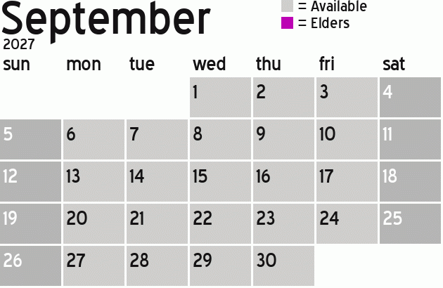 Missionary Dinner Calendar