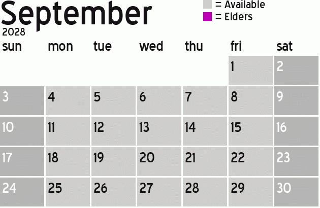 Missionary Dinner Calendar