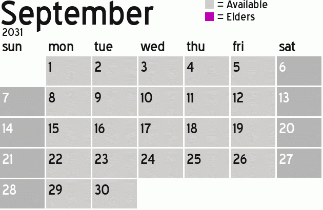 Missionary Dinner Calendar