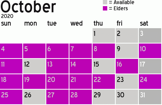 Missionary Dinner Calendar