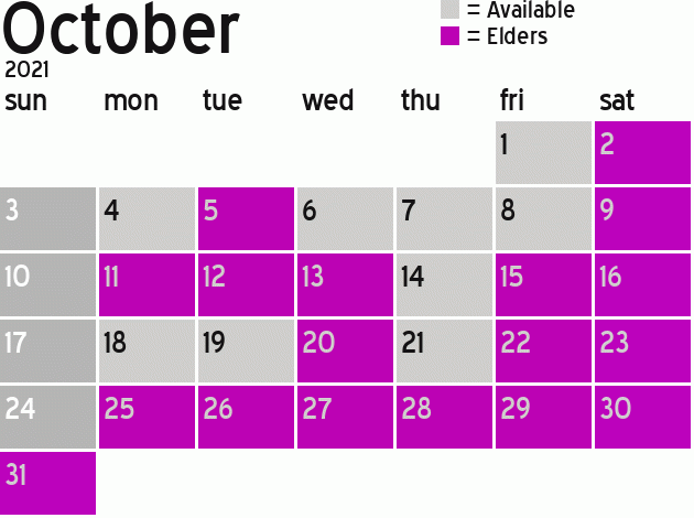 Missionary Dinner Calendar