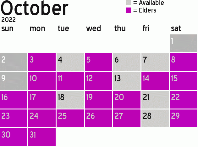 Missionary Dinner Calendar