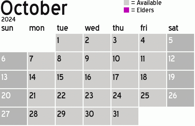 Missionary Dinner Calendar