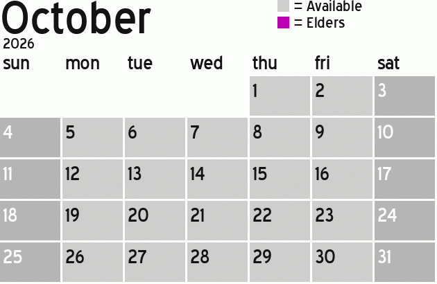 Missionary Dinner Calendar