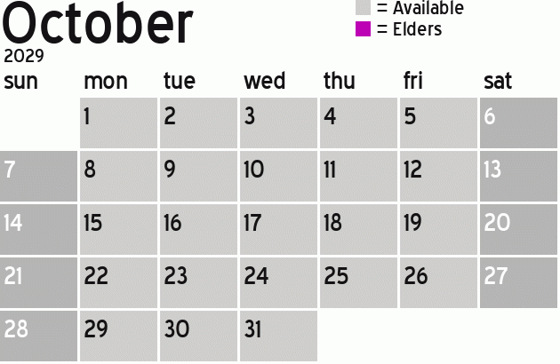 Missionary Dinner Calendar