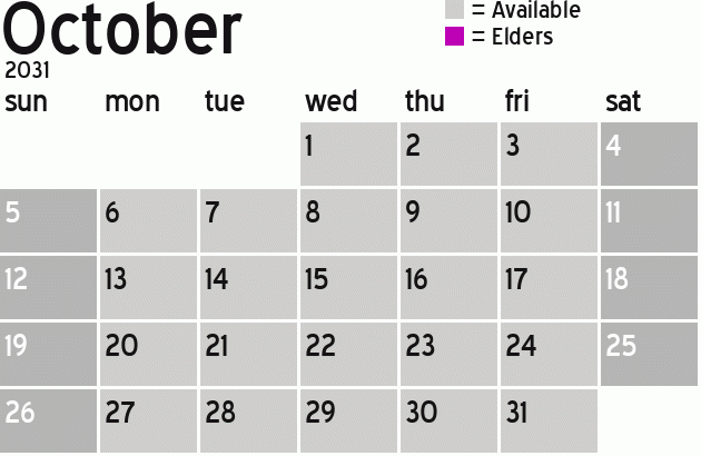 Missionary Dinner Calendar