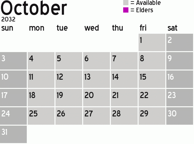 Missionary Dinner Calendar