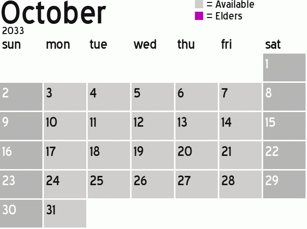 Missionary Dinner Calendar