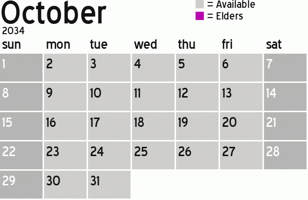 Missionary Dinner Calendar