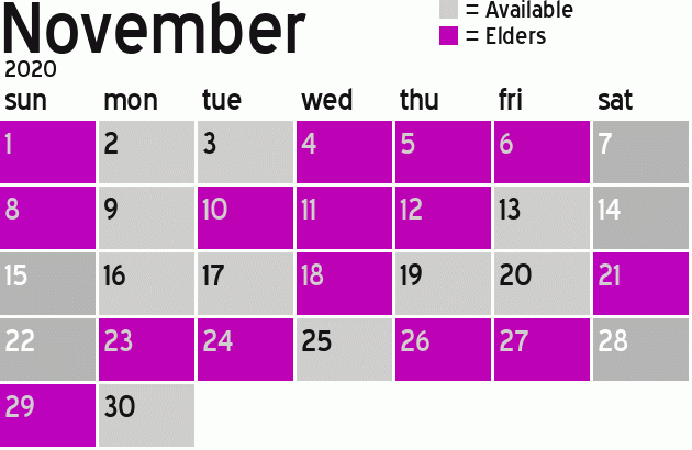 Missionary Dinner Calendar