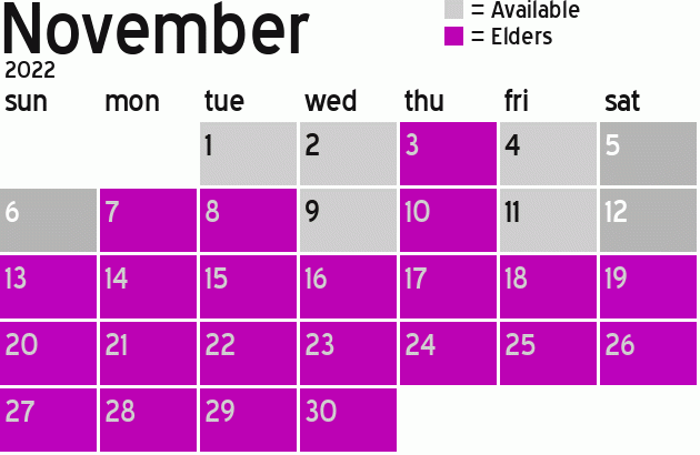 Missionary Dinner Calendar