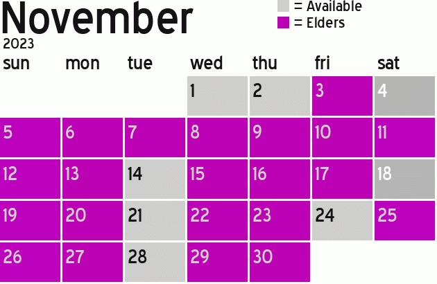 Missionary Dinner Calendar