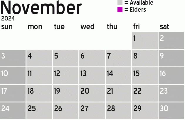 Missionary Dinner Calendar