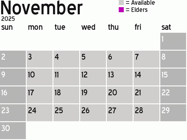 Missionary Dinner Calendar