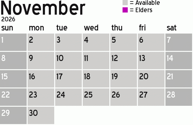 Missionary Dinner Calendar