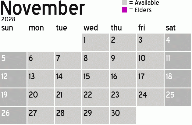 Missionary Dinner Calendar