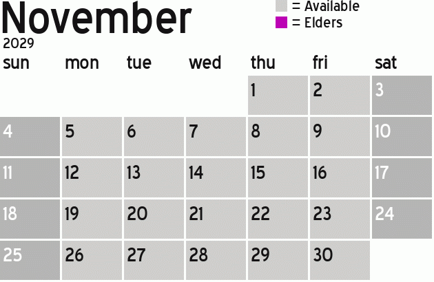 Missionary Dinner Calendar
