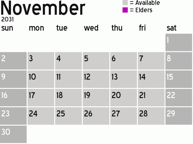 Missionary Dinner Calendar