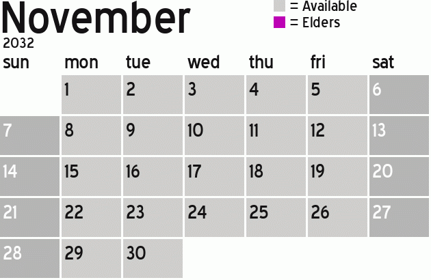 Missionary Dinner Calendar