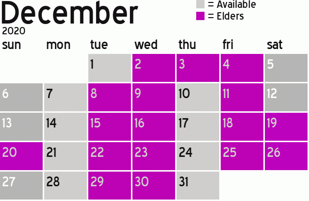 Missionary Dinner Calendar
