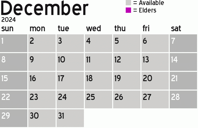 Missionary Dinner Calendar