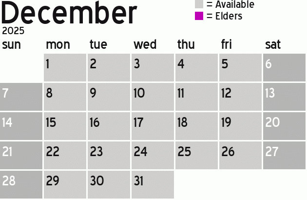 Missionary Dinner Calendar