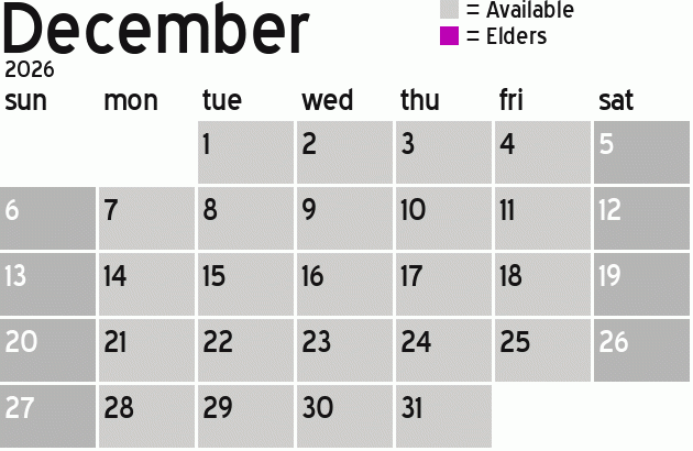 Missionary Dinner Calendar