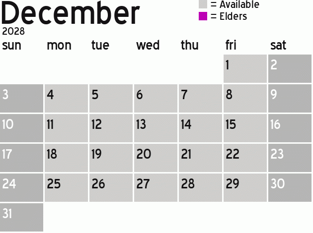 Missionary Dinner Calendar
