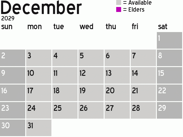 Missionary Dinner Calendar